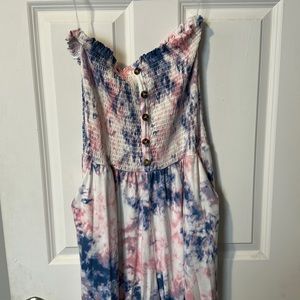 Rainbows, cotton candy, tube top jump suit, size 1X